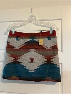 American Eagle Outfitters Aztec Knit Mini Skirt in Rust, Teal & Gray
